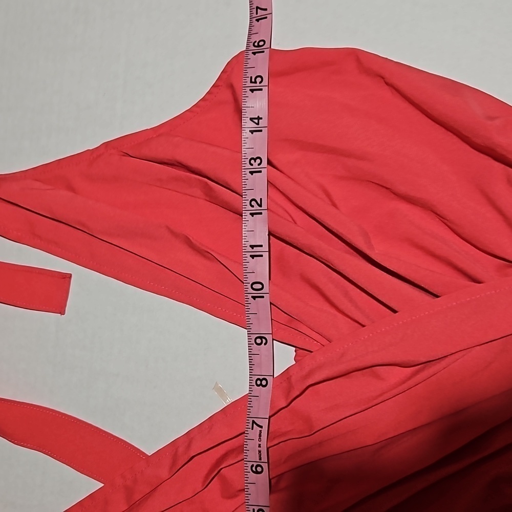 Coral Lightweight Halter Romper With Pockets - Picture 8 of 12